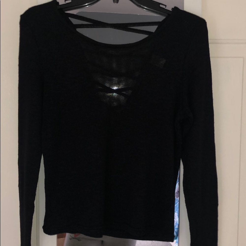 Black sheer crop shirt